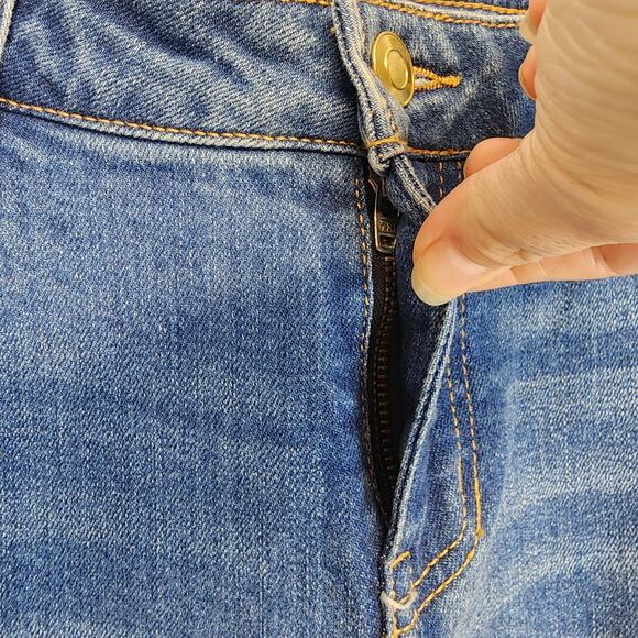 Fashion Nova Flare Bell Bottom Jeans Size 13 32" Blue Mid Rise Distressed Hippie - Picture 6 of 12